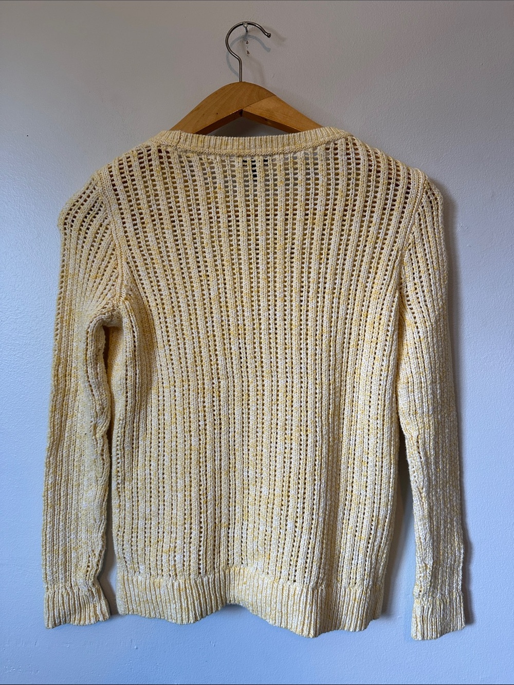 Talbots Open Knit Sweater Size SP Butter Yellow Fall Casual Comfy Cozy Soft - Picture 4 of 6